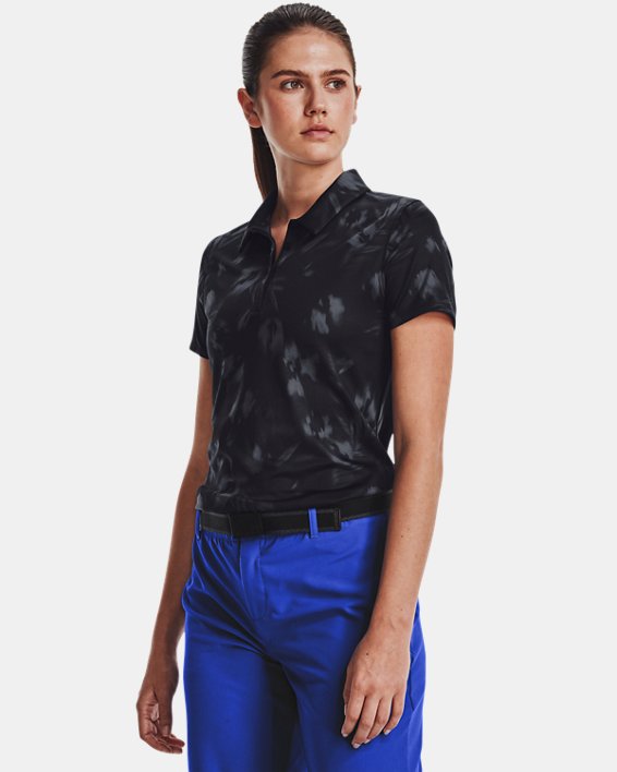 Damen UA Zinger Blur Poloshirt, ärmellos, Black, pdpMainDesktop image number 0